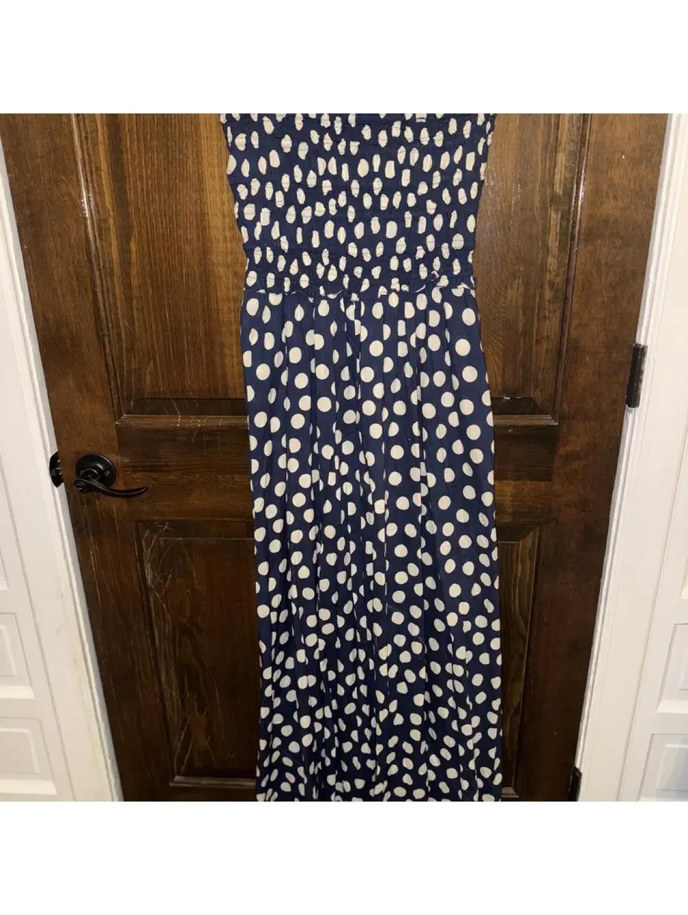 JCrew smacked white and blue polka dot maxi dress in size M #polkadot #maxi